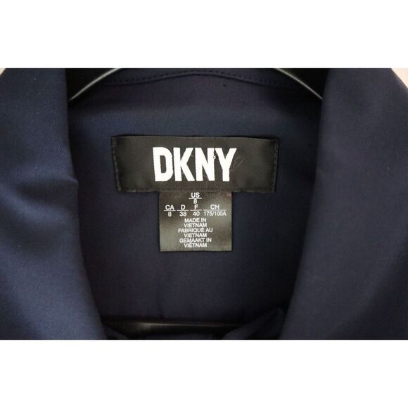 DKNY DD4A4502 Women's Sz 8 Navy Blue Belted Flutter Sleeve Shirtdress - Picture 3 of 8